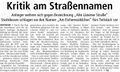 "Kritik am Straßennamen", Westfälischer Anzeiger, 12. Februar 2010