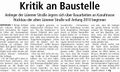 "Kritik an Baustelle", Westfälischer Anzeiger, 23. September 2009